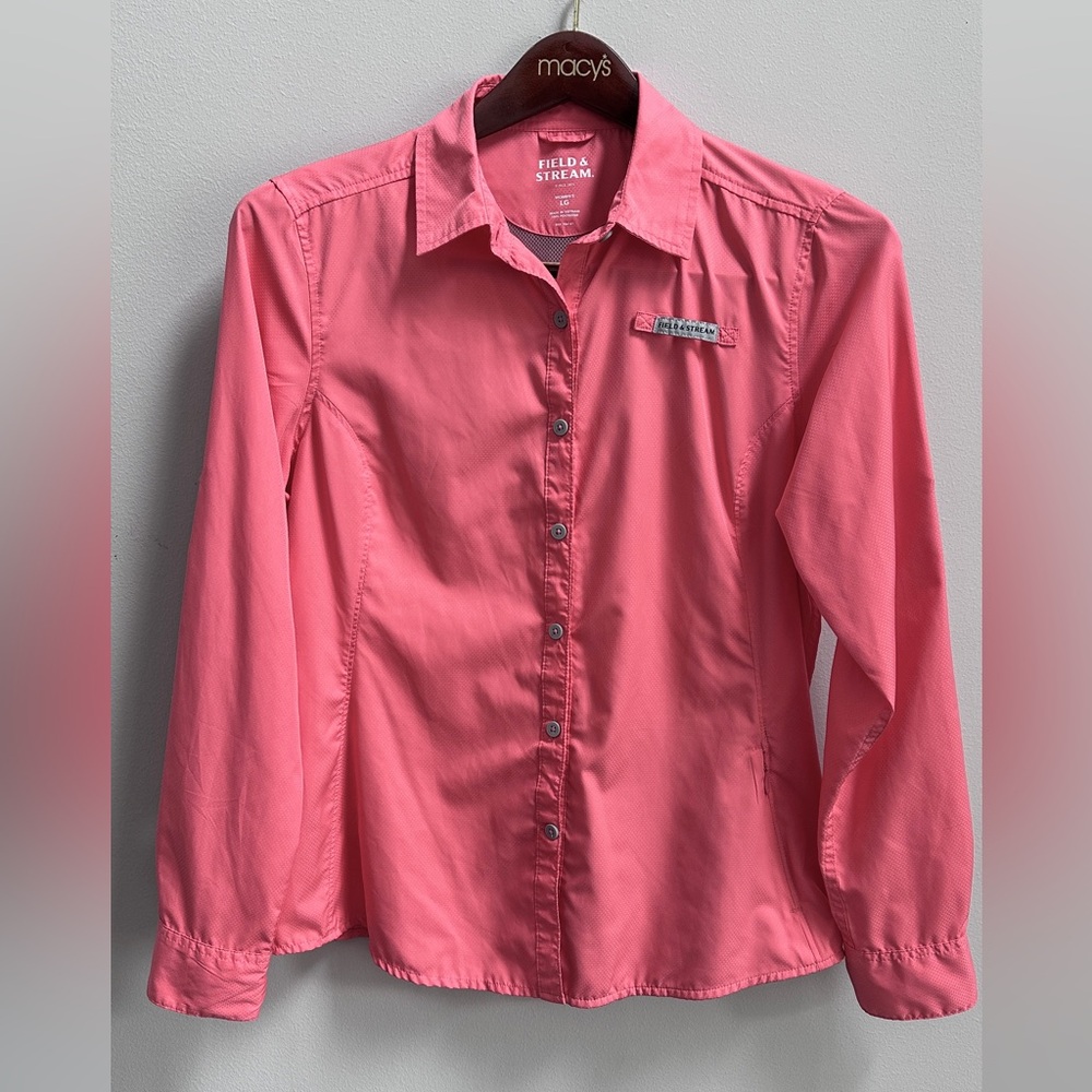 Field & Stream fish gear breathable hiking Button-Down Quick Dry jacket size L
